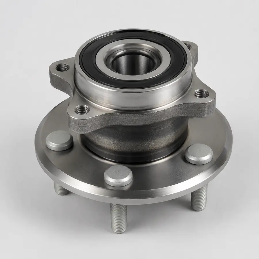Rear automotive wheel bearing and hub assembly